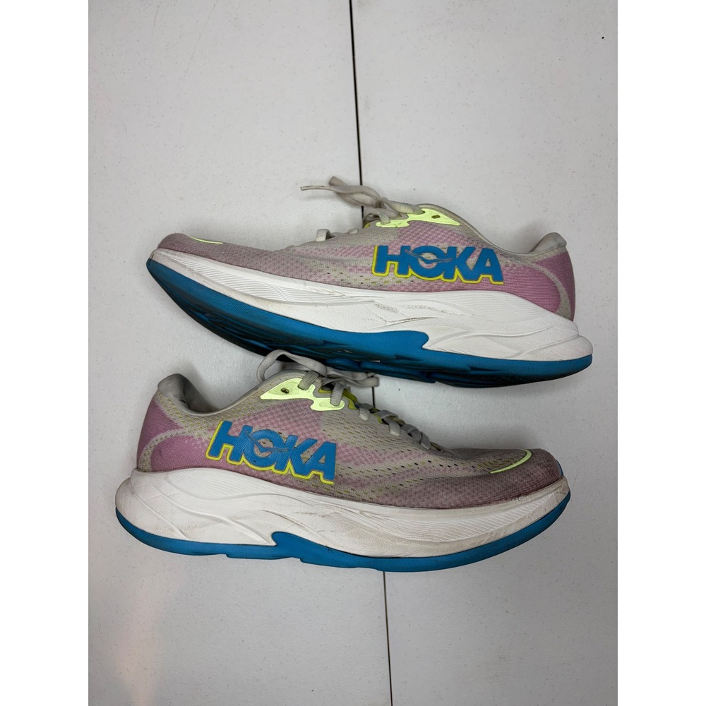 Hoka Rincon 4 Womens‎ 9.5B Pink White Blue Running Shoes 1155111-FENK Sneaker